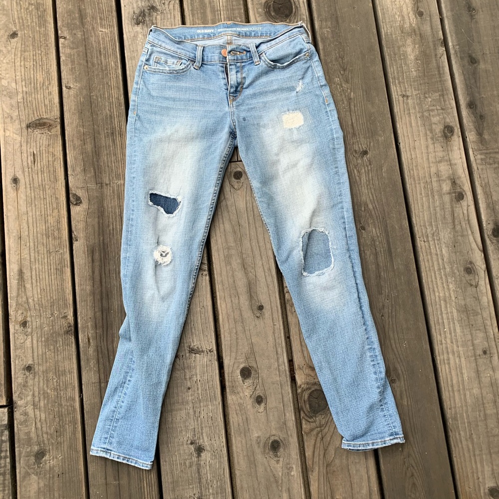 Distressed Boyfriend Skinny Jeans